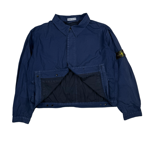 Stone Island 1998 Vintage Resin Coated Cotton Multi Pocket Green Edge Jacket - XL