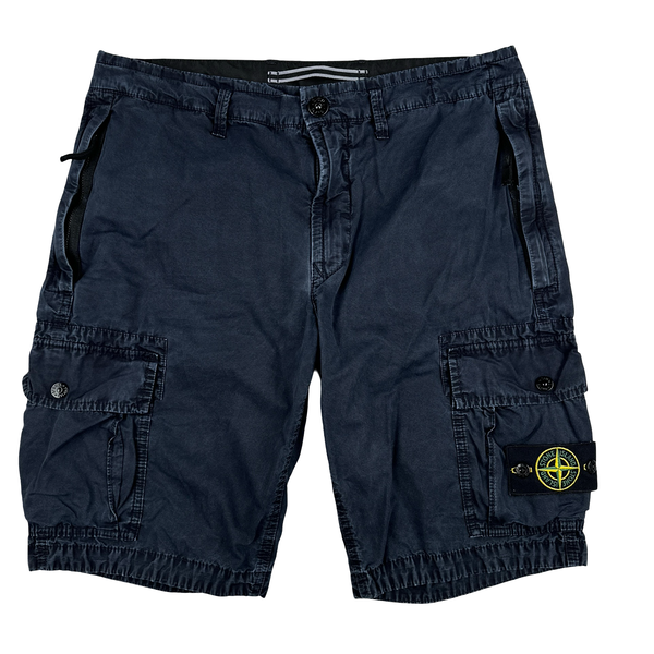 Stone Island 2022 Navy Blue Slim Fit Cargo Shorts - 32"