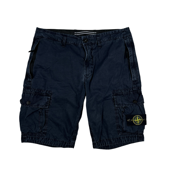 Stone Island 2022 Navy Blue Slim Fit Cargo Shorts - 32"
