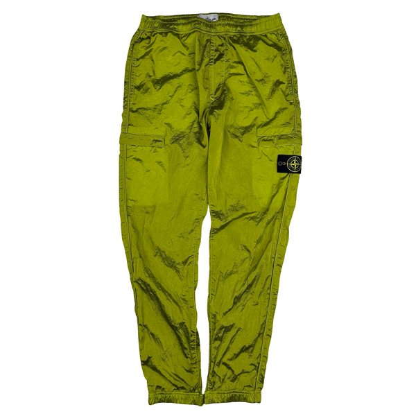 Stone Island 2022 Yellow Green Type RE-T Econyl Nylon Metal Trousers - 32"