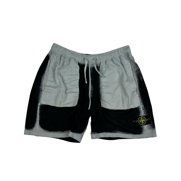 Stone Island 2023 Cotton Black Hand Sprayed Shorts - Large