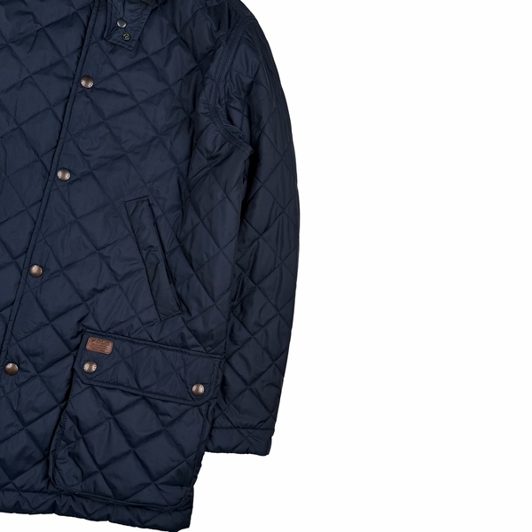 Ralph Lauren Navy Corduroy Collar Diamond Quilted Jacket - Small