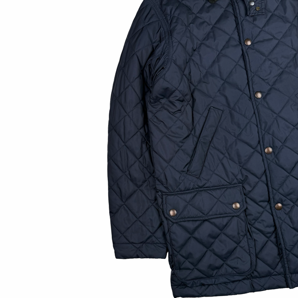 Ralph Lauren Navy Corduroy Collar Diamond Quilted Jacket - Small