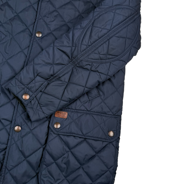 Ralph Lauren Navy Corduroy Collar Diamond Quilted Jacket - Small