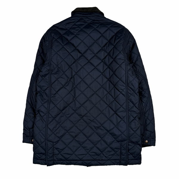 Ralph Lauren Navy Corduroy Collar Diamond Quilted Jacket - Small