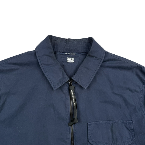 CP Company Navy Cotton Lens View Zipped Overshirt - Medium
