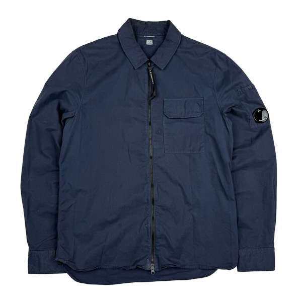 CP Company Navy Cotton Lens View Zipped Overshirt - Medium