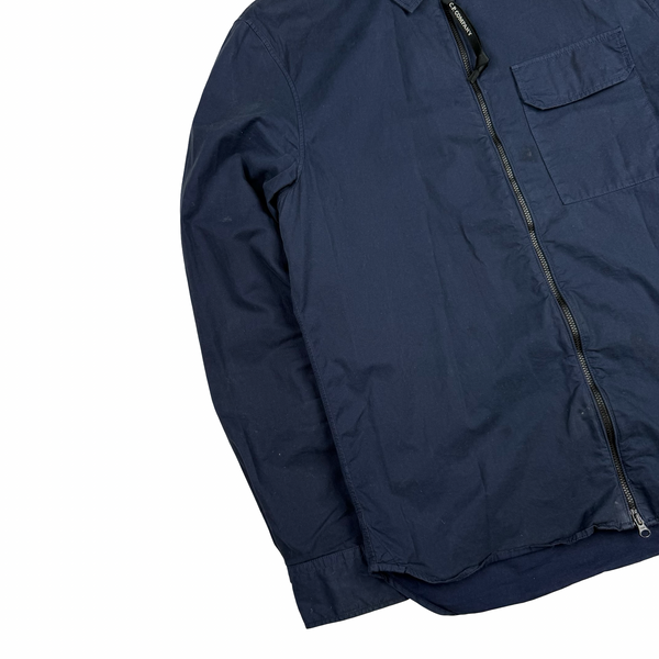 CP Company Navy Cotton Lens View Zipped Overshirt - Medium