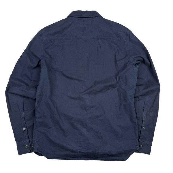 CP Company Navy Cotton Lens View Zipped Overshirt - Medium