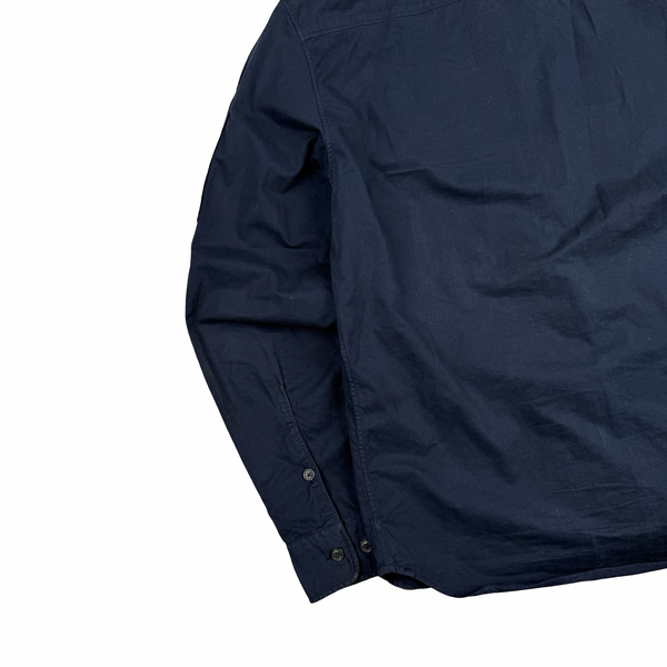 CP Company Navy Cotton Lens View Zipped Overshirt - Medium