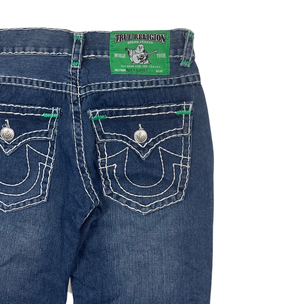 True Religion Blue Contrast Stitch Ricky Super T Jeans - Large