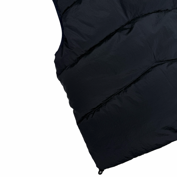 Stone Island 2024 Black Reversible Down Embroidered Spellout Gilet - Medium