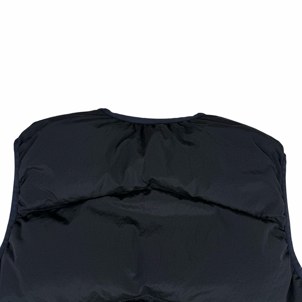 Stone Island 2024 Black Reversible Down Embroidered Spellout Gilet - Medium