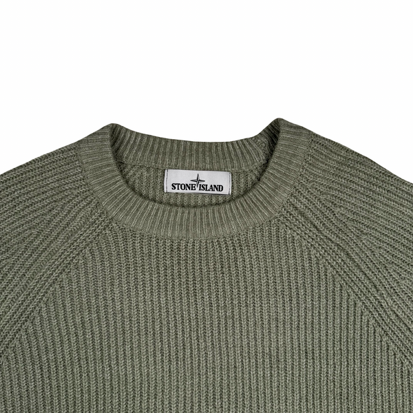 Stone Island 2018 Sage Green Cotton Knit Crewneck Jumper- Medium