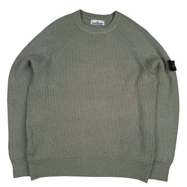Stone Island 2018 Sage Green Cotton Knit Crewneck Jumper- Medium