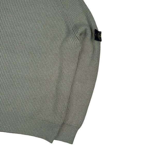 Stone Island 2018 Sage Green Cotton Knit Crewneck Jumper- Medium
