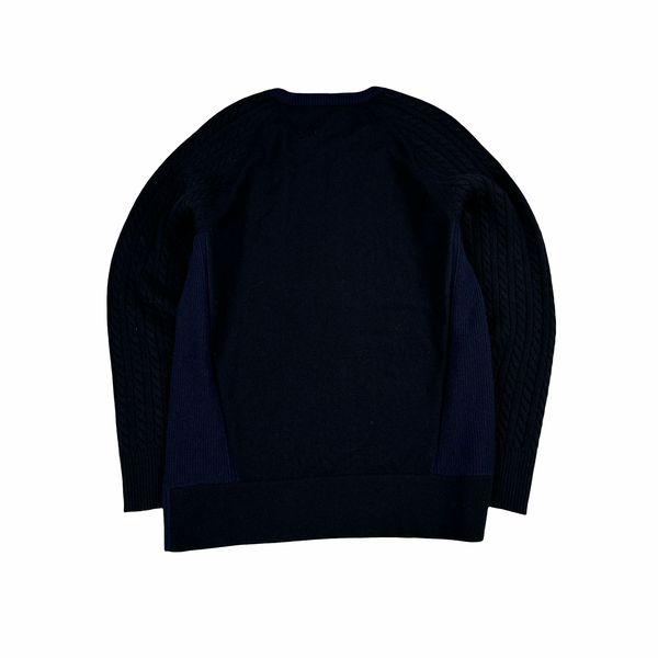 Burberry Navy/Black Cashmere Cable Knit Jumper - Large