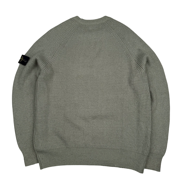 Stone Island 2018 Sage Green Cotton Knit Crewneck Jumper- Medium