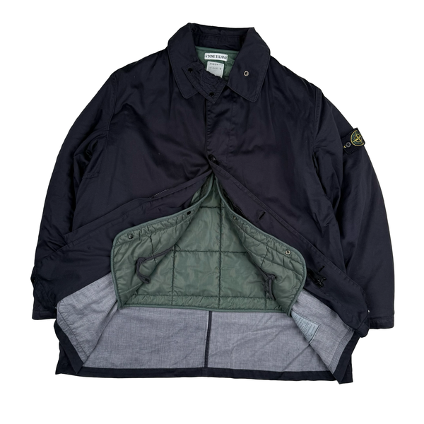 Stone Island Vintage 1998 Navy Raso Gommato Quilted Liner Jacket - XL