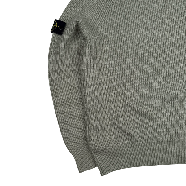 Stone Island 2018 Sage Green Cotton Knit Crewneck Jumper- Medium