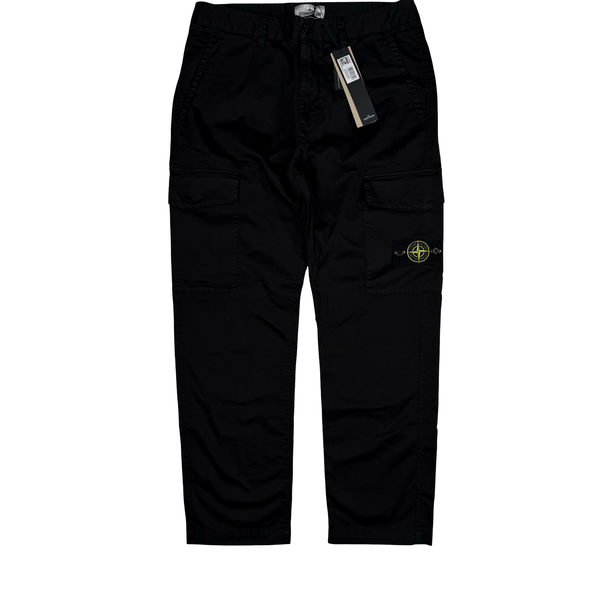 Stone Island 2026 Black Cotton Cargos Trousers - 32"