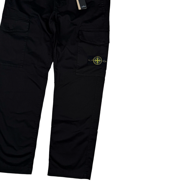 Stone Island 2026 Black Cotton Cargos Trousers - 32"