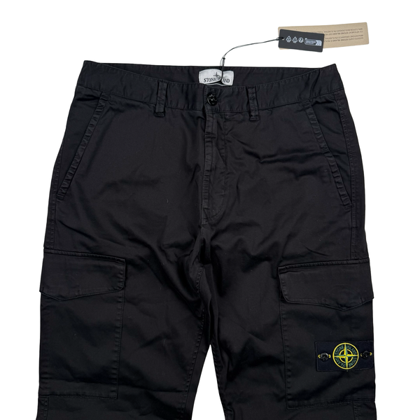 Stone Island 2026 Black Cotton Cargos Trousers - 32"