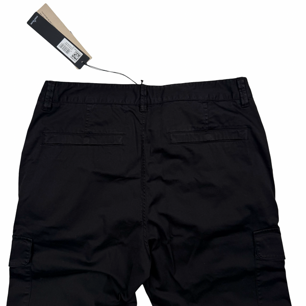 Stone Island 2026 Black Cotton Cargos Trousers - 32"