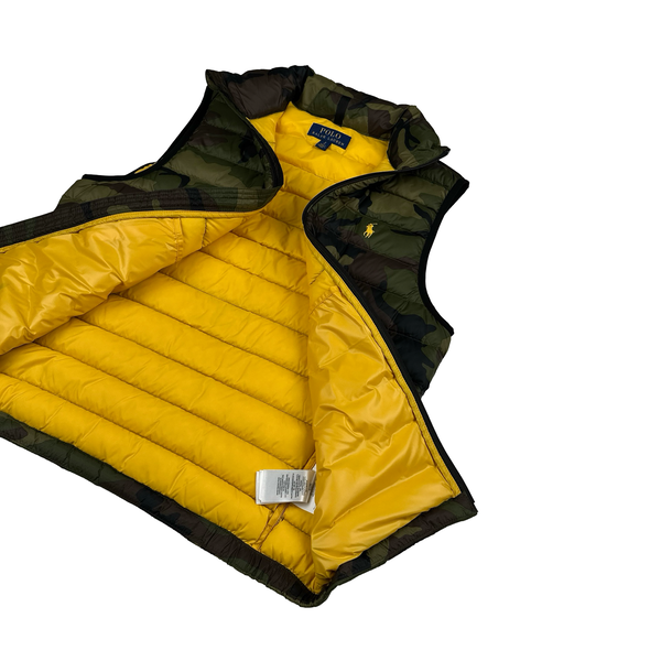 Ralph Lauren Khaki Camo Down Puffer Gilet - Small
