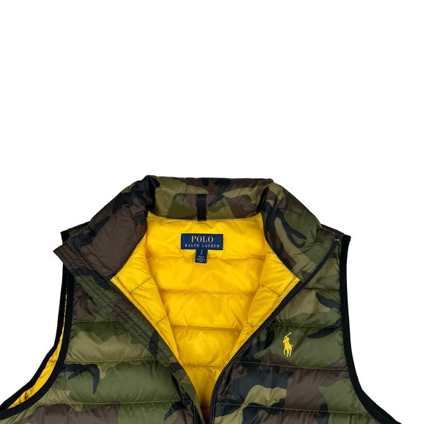 Ralph Lauren Khaki Camo Down Puffer Gilet - Small