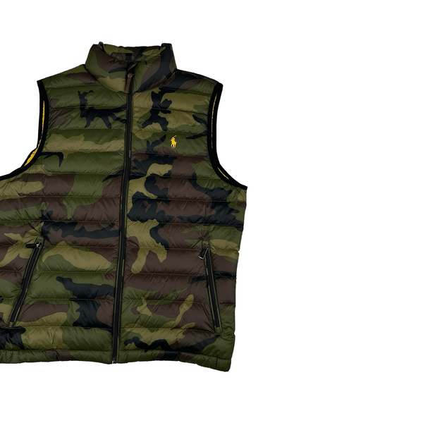 Ralph Lauren Khaki Camo Down Puffer Gilet - Small