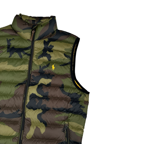 Ralph Lauren Khaki Camo Down Puffer Gilet - Small
