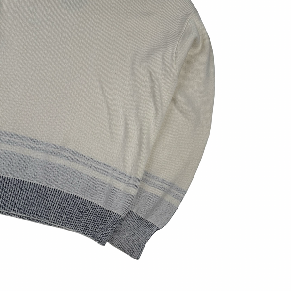 Stone Island 2022 Cream Knit Spellout Boat Neck Knit Jumper - Medium