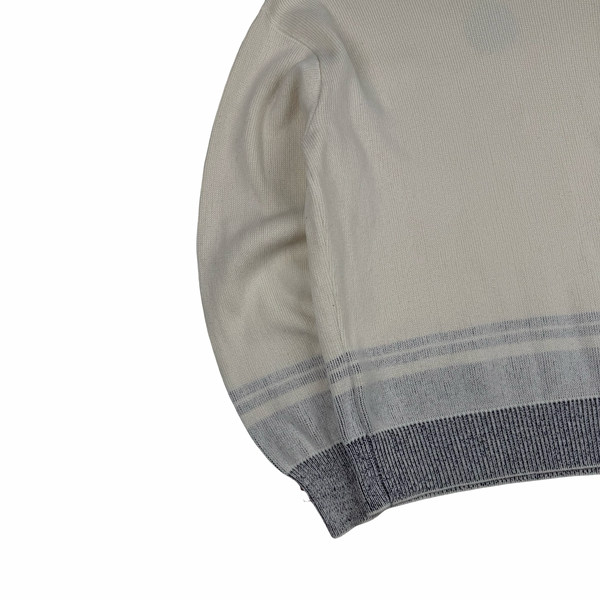 Stone Island 2022 Cream Knit Spellout Boat Neck Knit Jumper - Medium