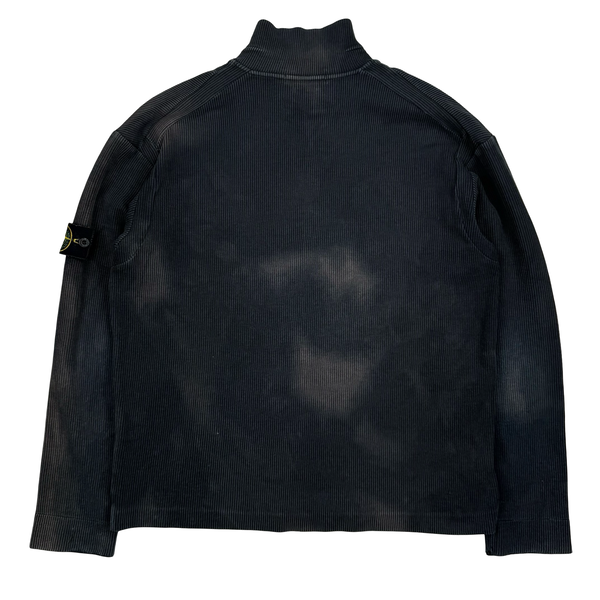 Stone Island Vintage 2002 Black Cotton Blend Quarter Zip Jumper - Medium