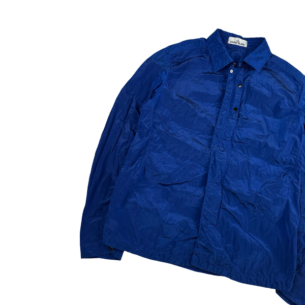 Stone Island Blue Nylon Metal Shimmer Overshirt - Medium