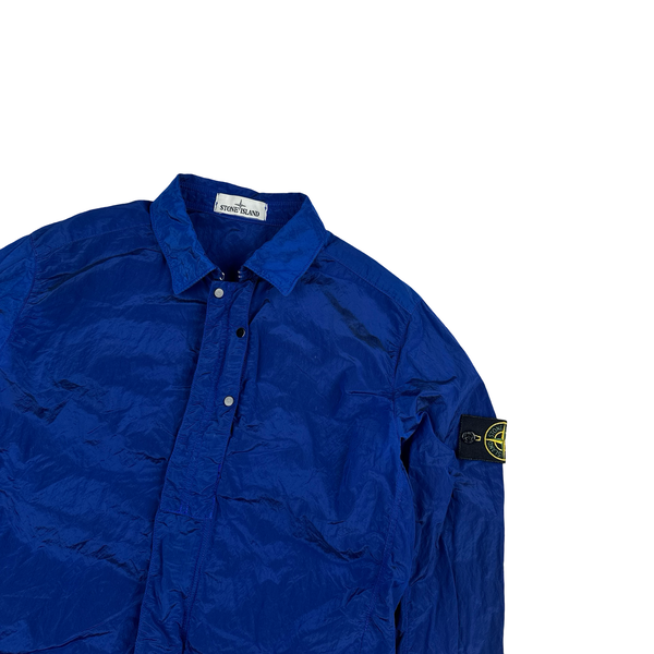 Stone Island Blue Nylon Metal Shimmer Overshirt - Medium