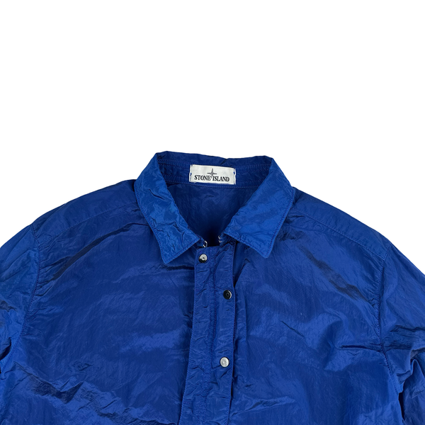 Stone Island Blue Nylon Metal Shimmer Overshirt - Medium
