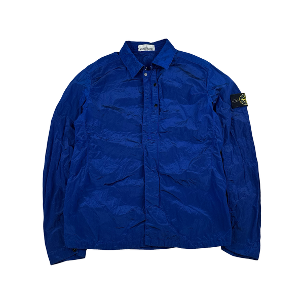 Stone Island Blue Nylon Metal Shimmer Overshirt - Medium