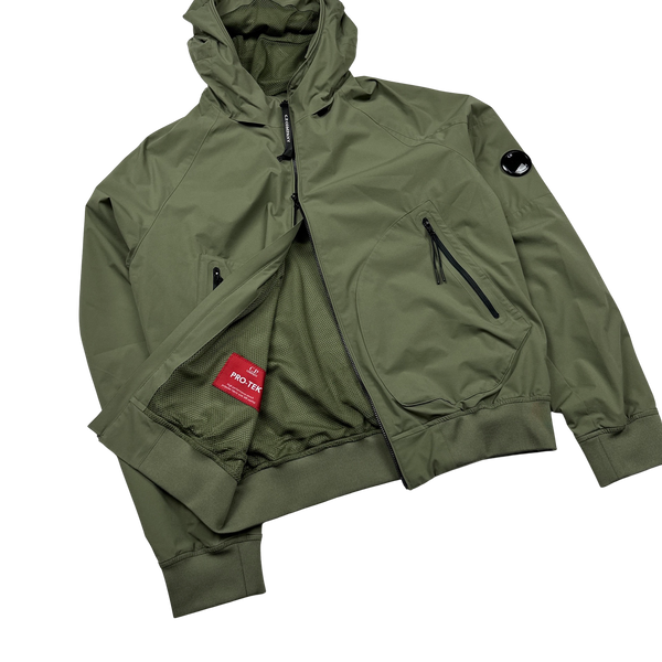 CP Company Olive Pro Tek Hooded Jacket - Medium