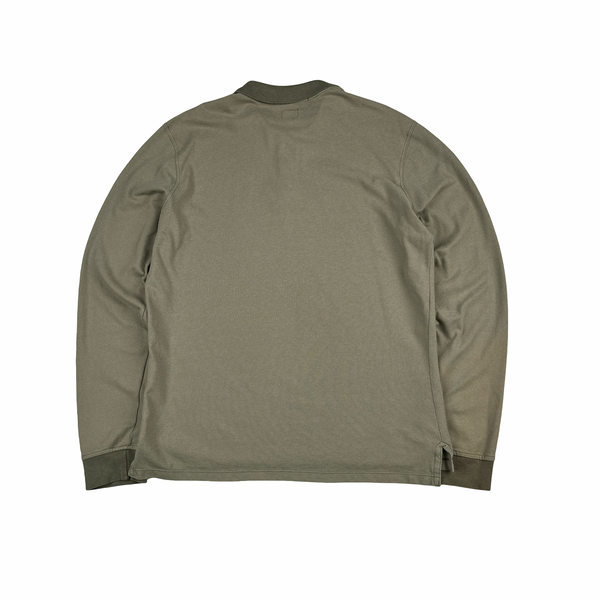 CP Company Tacting Khaki Cotton Blend Longsleeve Polo Shirt - Large