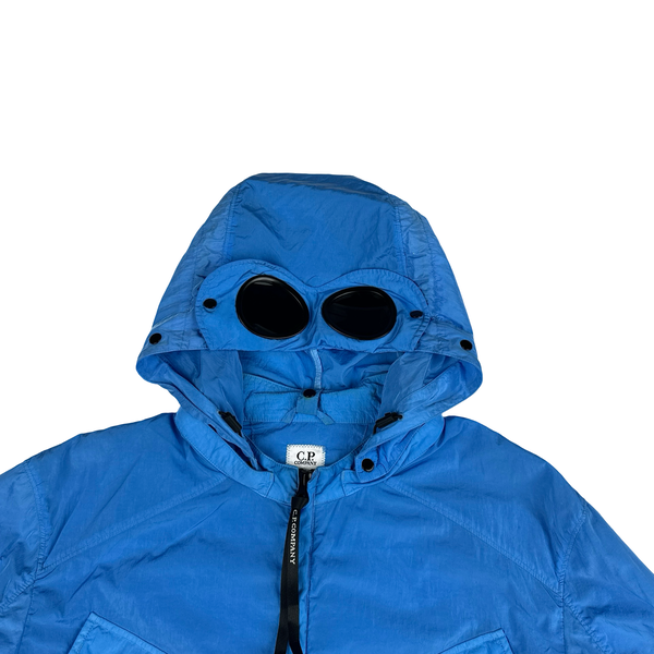 CP Company Baby Blue Chrome Hooded Goggle Jacket - XL