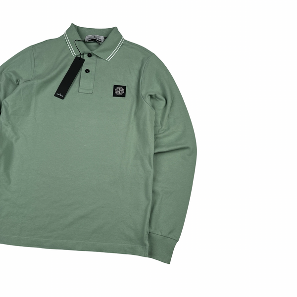 Stone Island 2022 Green Polo Longsleeve Shirt - Small