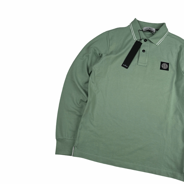 Stone Island 2022 Green Polo Longsleeve Shirt - Small