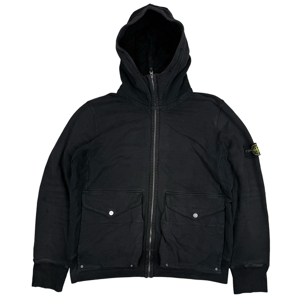Stone Island 2009 Grey Cotton Full Zipped Hoodie - XXL