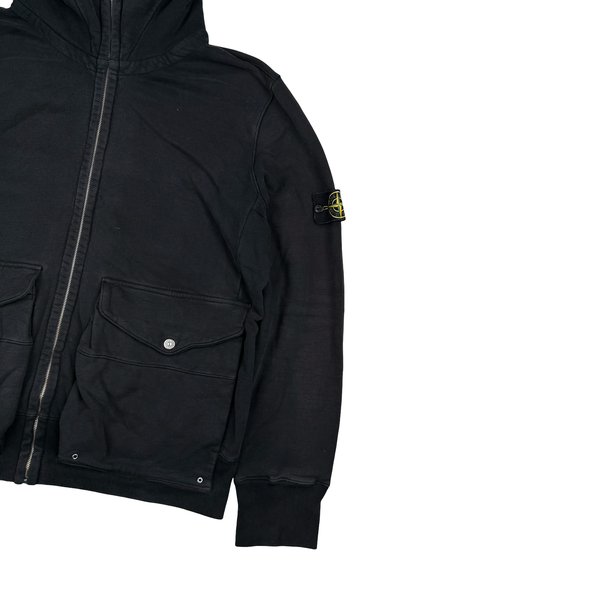 Stone Island 2009 Grey Cotton Full Zipped Hoodie - XXL