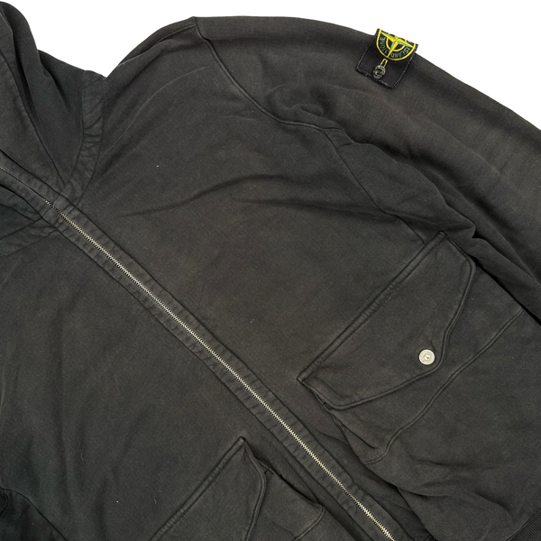 Stone Island 2009 Grey Cotton Full Zipped Hoodie - XXL