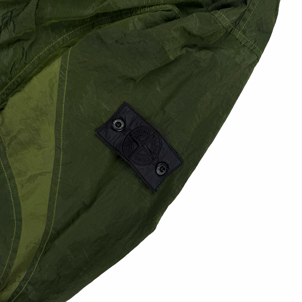 Stone Island 2020 Green Striped Nylon Metal Pullover Jacket - Large