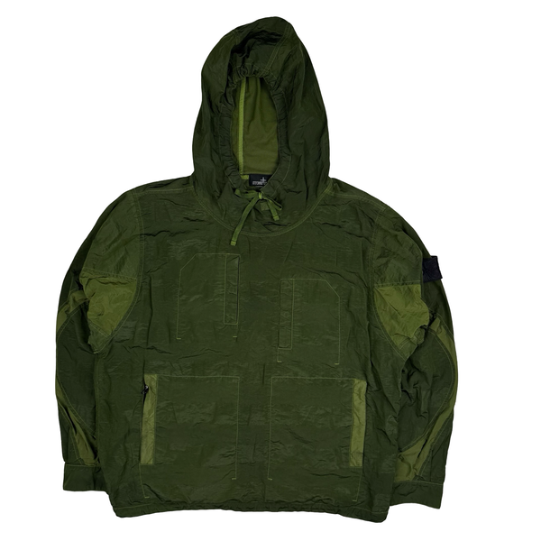 Stone Island 2020 Green Striped Nylon Metal Pullover Jacket - Large