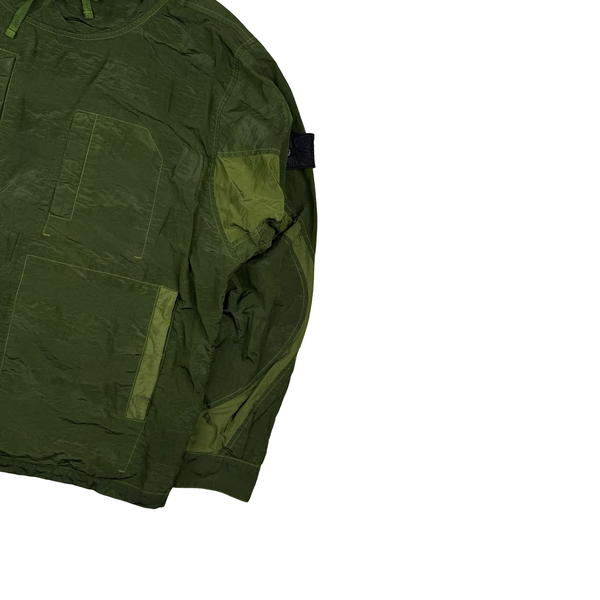 Stone Island 2020 Green Striped Nylon Metal Pullover Jacket - Large